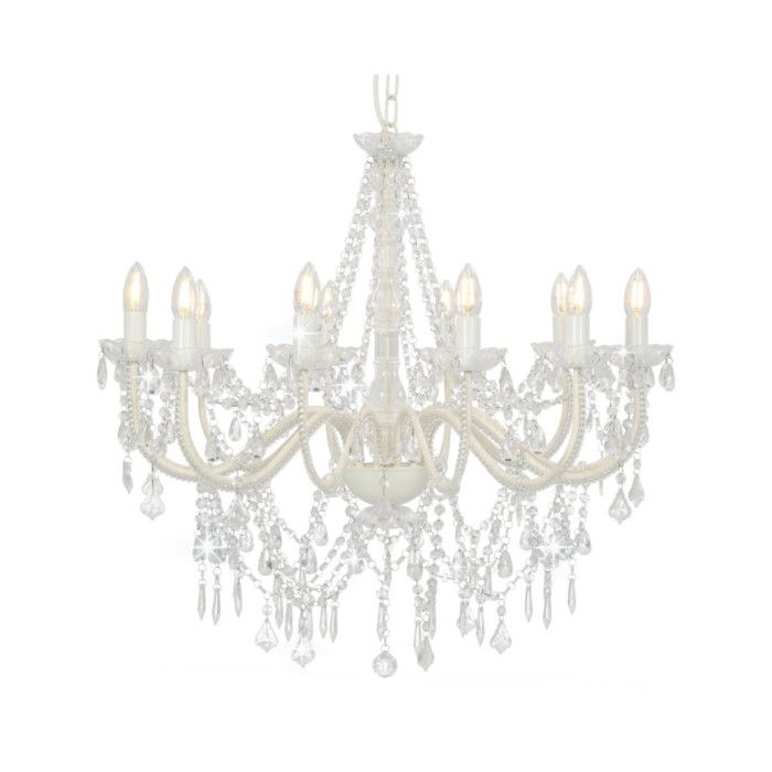 Lustre avec perles Blanc 12 ampoules E14