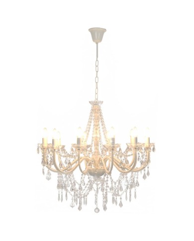 Lustre avec perles Blanc 12 ampoules E14