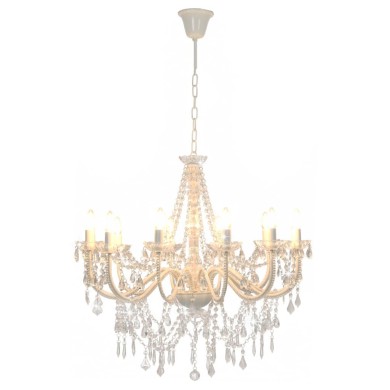 Lustre avec perles Blanc 12 ampoules E14