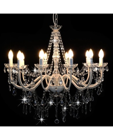 Lustre avec perles Blanc 12 ampoules E14