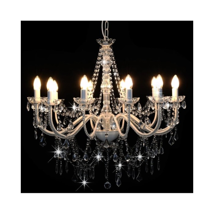 Lustre avec perles Blanc 12 ampoules E14