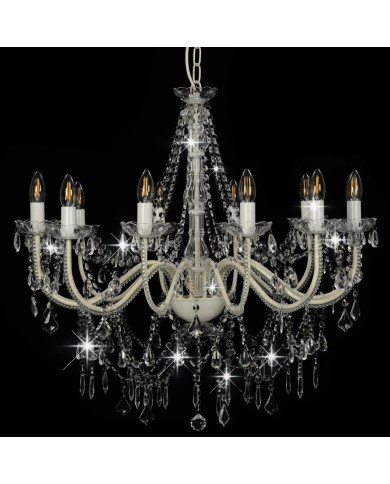 Lustre avec perles Blanc 12 ampoules E14