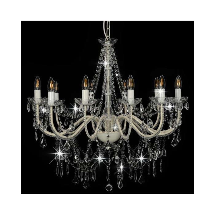 Lustre avec perles Blanc 12 ampoules E14