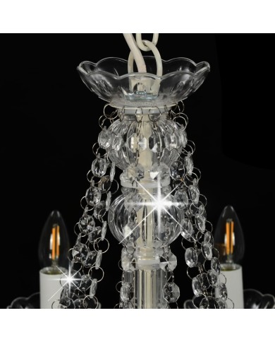 Lustre avec perles Blanc 12 ampoules E14