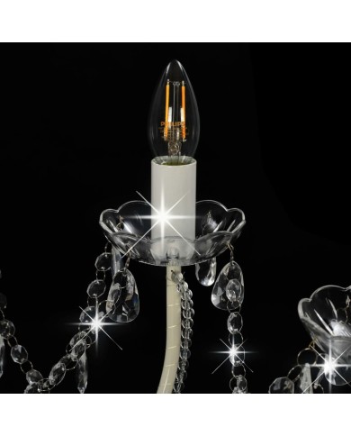 Lustre avec perles Blanc 12 ampoules E14