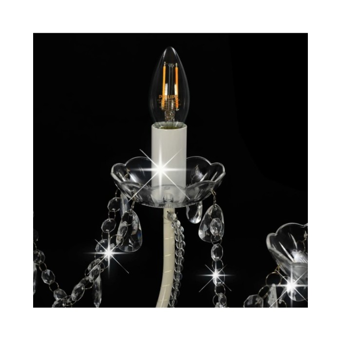 Lustre avec perles Blanc 12 ampoules E14