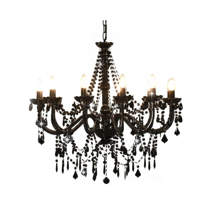 Lustre avec perles Noir 12 ampoules E14