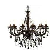 Lustre avec perles Noir 12 ampoules E14