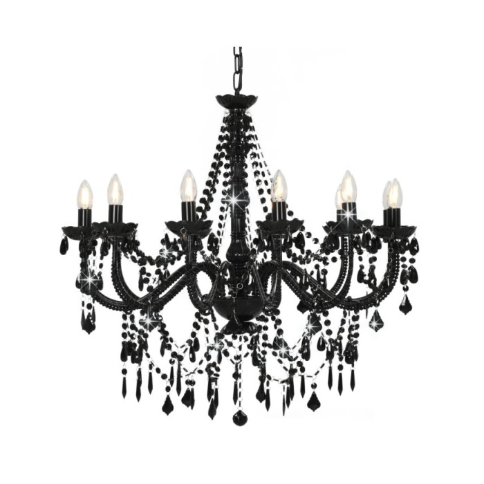Lustre avec perles Noir 12 ampoules E14