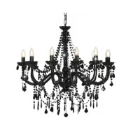 Lustre avec perles Noir 12 ampoules E14