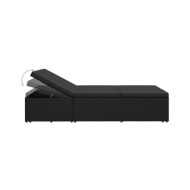 Chaise longue convertible avec coussin Résine tressée Noir  