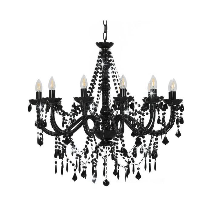 Lustre avec perles Noir 12 ampoules E14