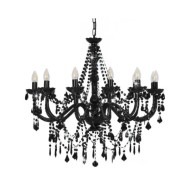 Lustre avec perles Noir 12 ampoules E14