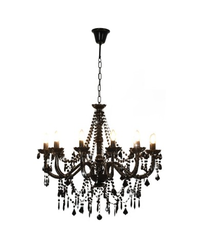 Lustre avec perles Noir 12 ampoules E14