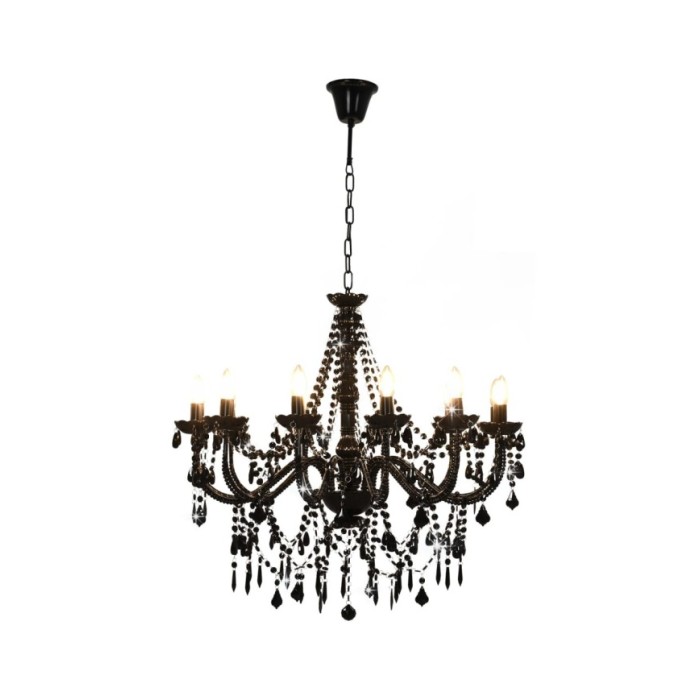 Lustre avec perles Noir 12 ampoules E14