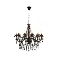 Lustre avec perles Noir 12 ampoules E14