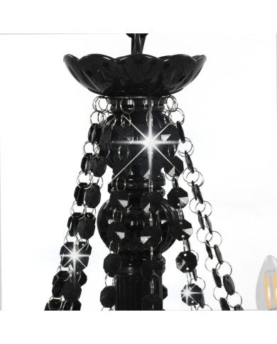 Lustre avec perles Noir 12 ampoules E14