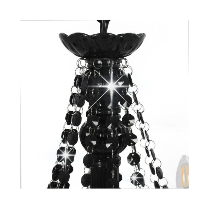 Lustre avec perles Noir 12 ampoules E14