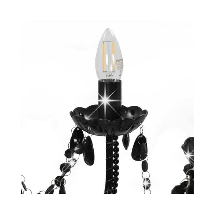 Lustre avec perles Noir 12 ampoules E14