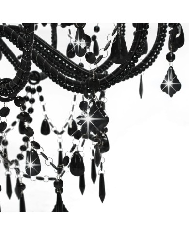Lustre avec perles Noir 12 ampoules E14