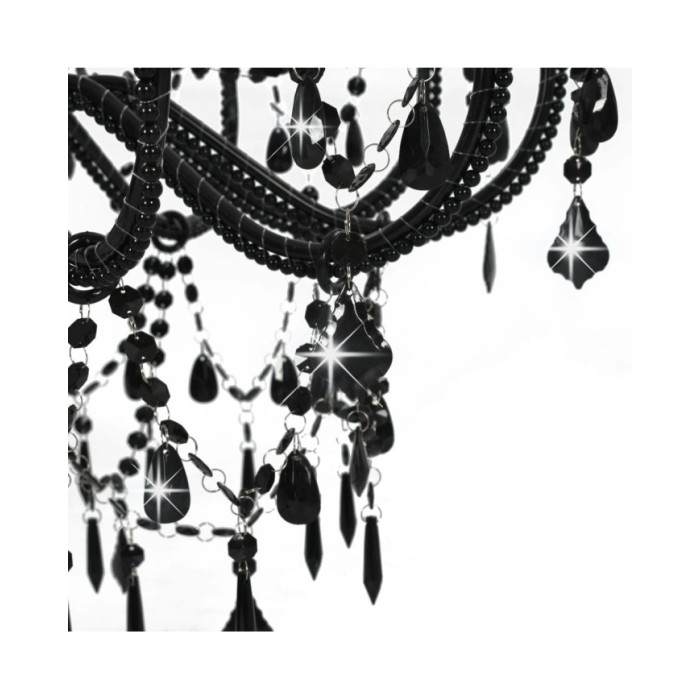 Lustre avec perles Noir 12 ampoules E14