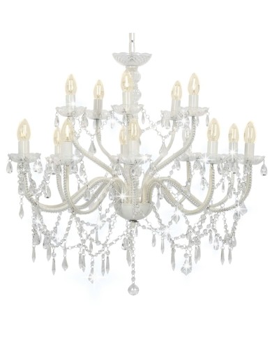Lustre 2 couches Blanc 15 ampoules E14 