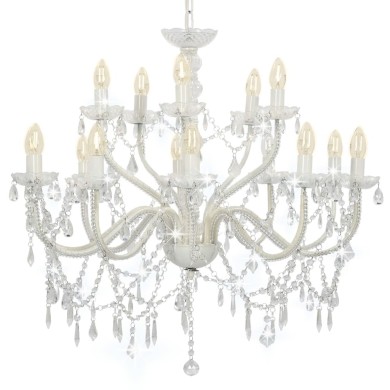 Lustre 2 couches Blanc 15 ampoules E14 