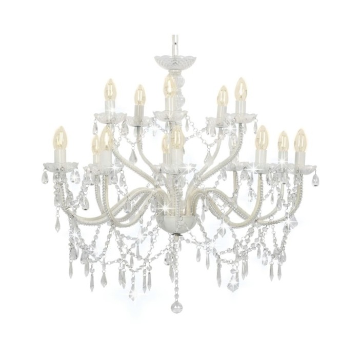 Lustre 2 couches Blanc 15 ampoules E14 