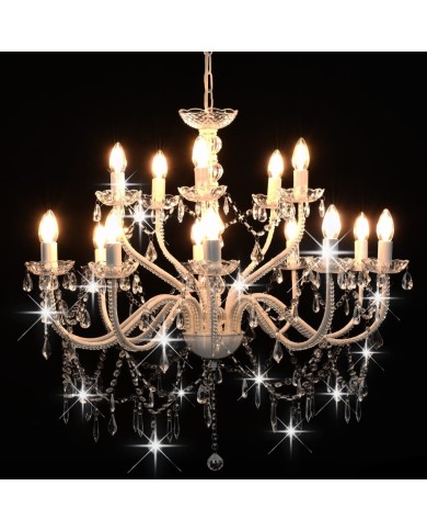 Lustre 2 couches Blanc 15 ampoules E14 