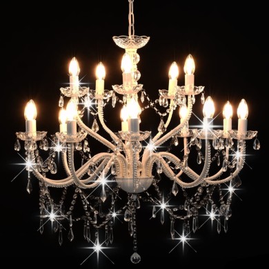 Lustre 2 couches Blanc 15 ampoules E14 