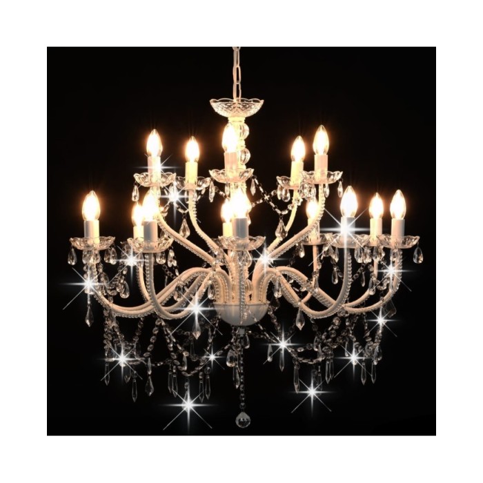Lustre 2 couches Blanc 15 ampoules E14 