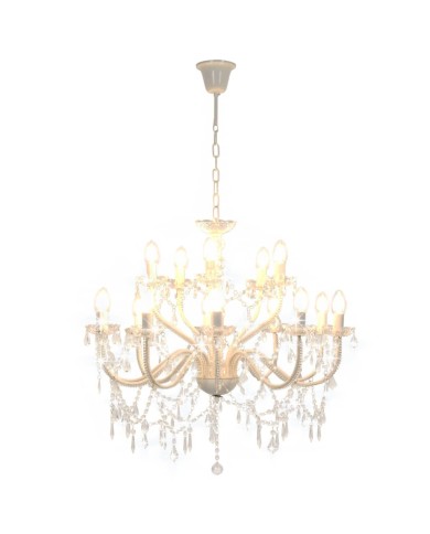 Lustre 2 couches Blanc 15 ampoules E14 