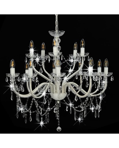 Lustre 2 couches Blanc 15 ampoules E14 