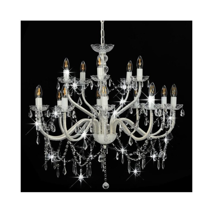 Lustre 2 couches Blanc 15 ampoules E14 
