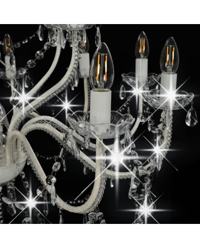 Lustre 2 couches Blanc 15 ampoules E14 