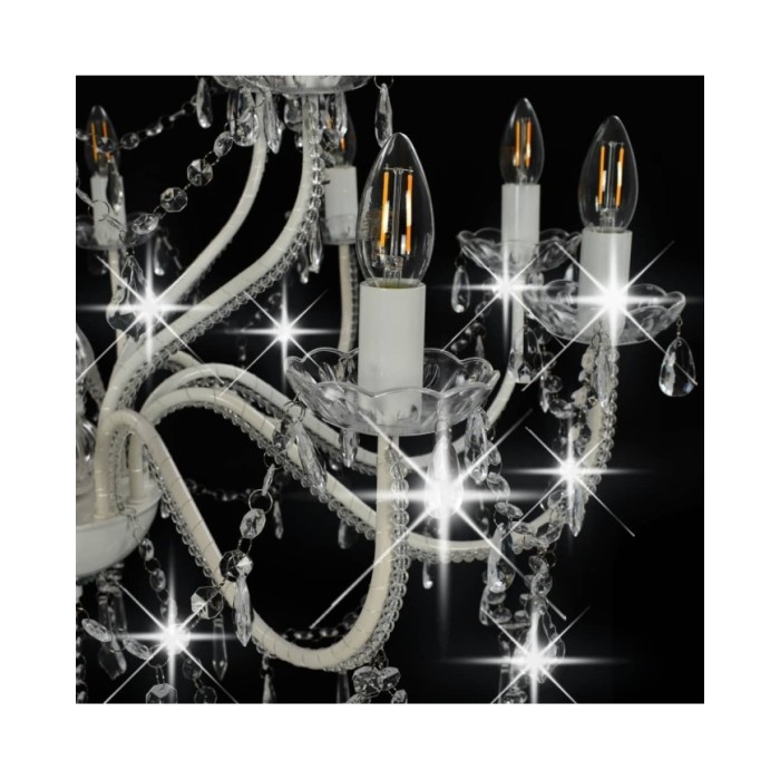 Lustre 2 couches Blanc 15 ampoules E14 