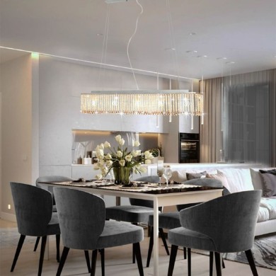 Plafonnier avec perles de cristal Argenté 104 cm E14 