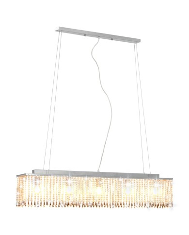 Plafonnier avec perles de cristal Argenté 104 cm E14 