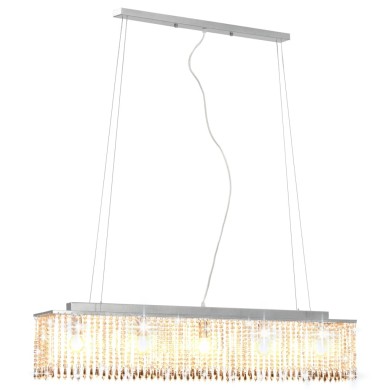 Plafonnier avec perles de cristal Argenté 104 cm E14 
