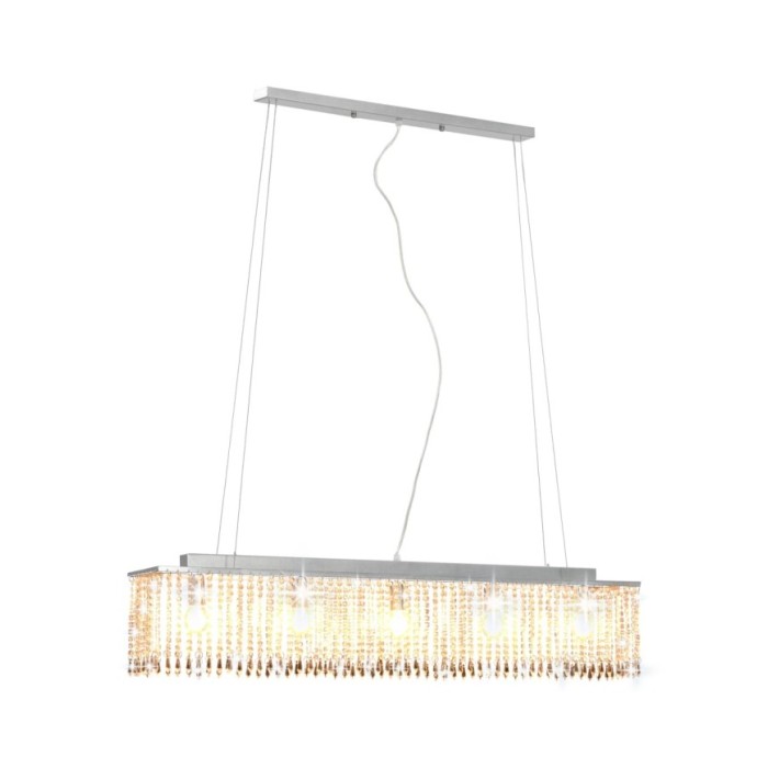 Plafonnier avec perles de cristal Argenté 104 cm E14 