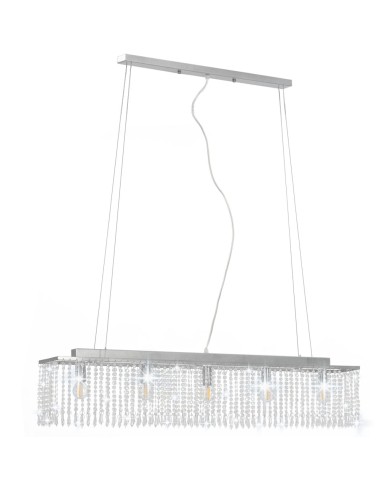 Plafonnier avec perles de cristal Argenté 104 cm E14 