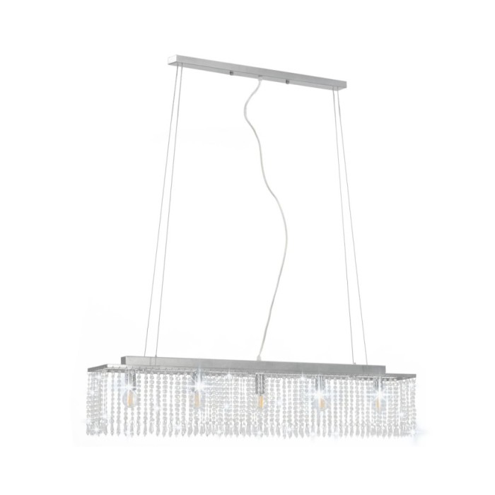 Plafonnier avec perles de cristal Argenté 104 cm E14 