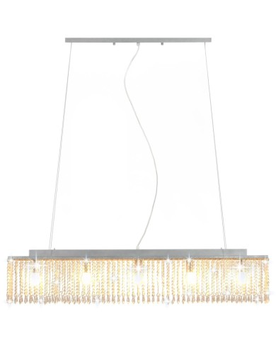 Plafonnier avec perles de cristal Argenté 104 cm E14 