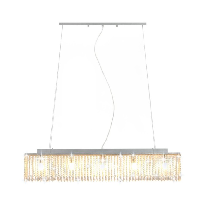 Plafonnier avec perles de cristal Argenté 104 cm E14 