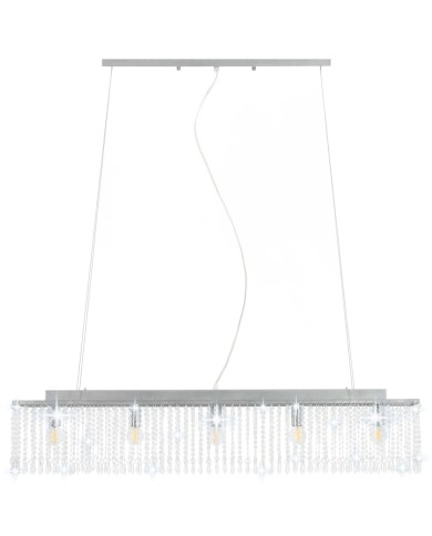 Plafonnier avec perles de cristal Argenté 104 cm E14 