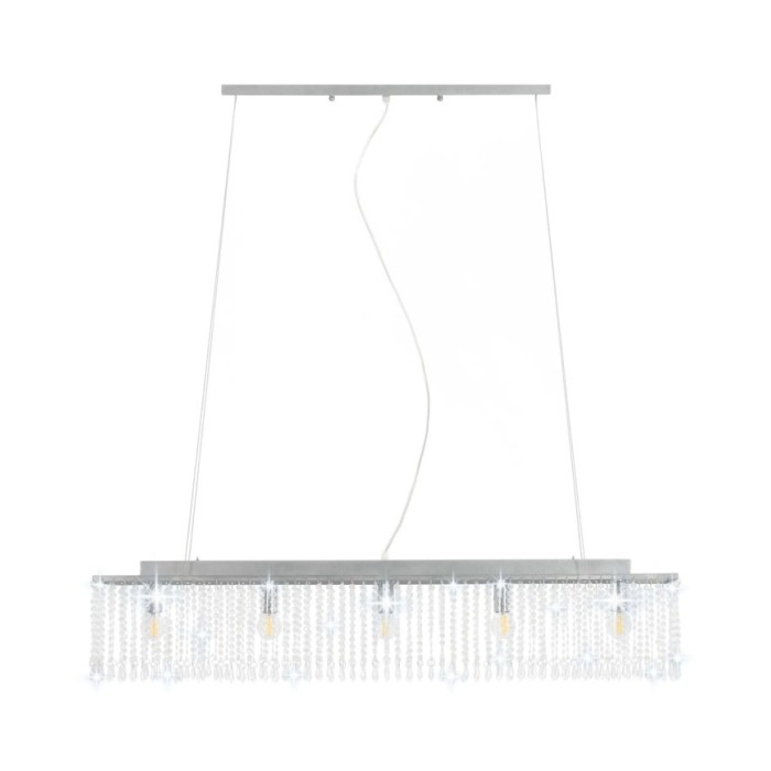 Plafonnier avec perles de cristal Argenté 104 cm E14 