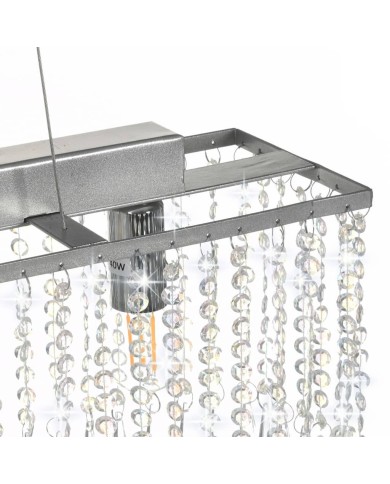 Plafonnier avec perles de cristal Argenté 104 cm E14 