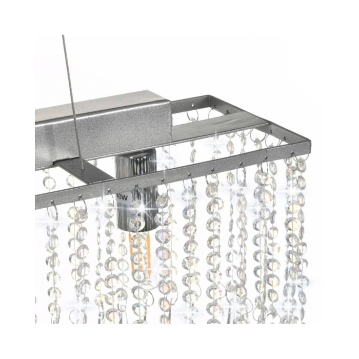 Plafonnier avec perles de cristal Argenté 104 cm E14 