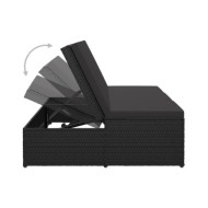 Chaise longue convertible avec coussin Résine tressée Noir  