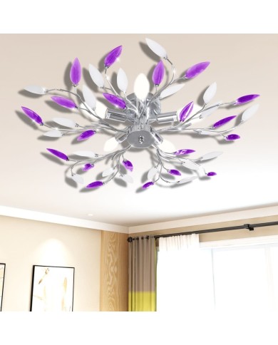 Plafonnier avec bras en acrylique Violet et blanc 5ampoules E14